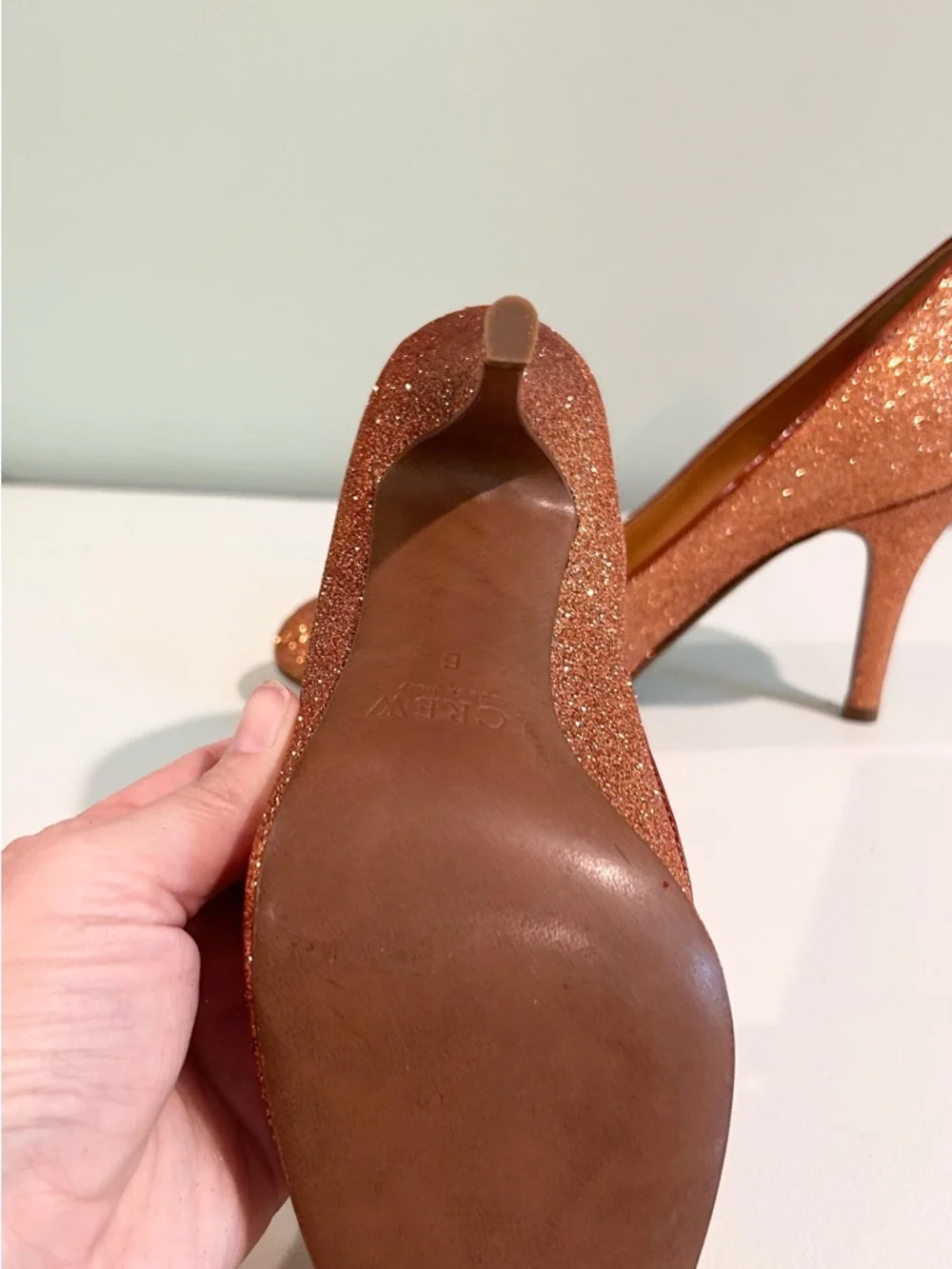 J.Crew Rose Gold Glitter Pumps Heels Size 6 Wedding Party Shoes